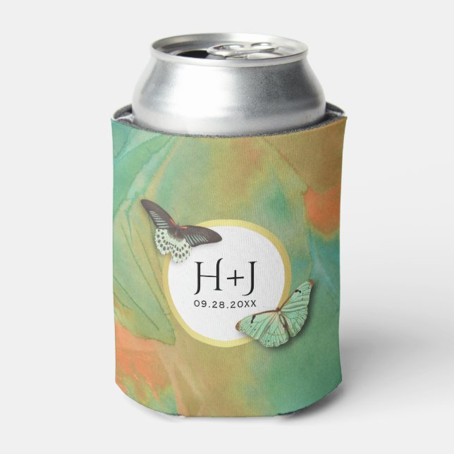 Butterflies and Southwest Colours with Monogram Can Cooler (Can Front)