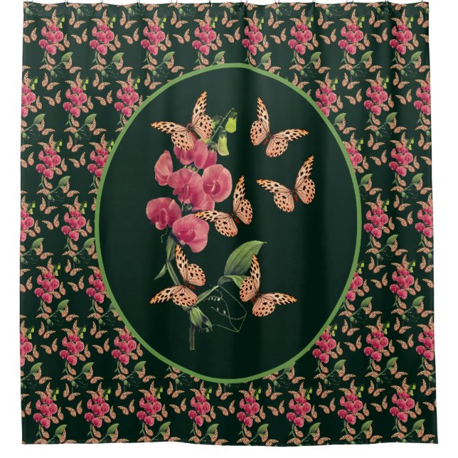 Butterflies And Sweet Pea Flower Art  (Front)