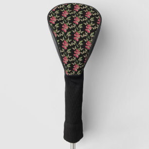 Butterflies And Sweet Pea Flower Black  Golf Head Cover