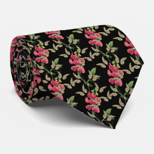 Butterflies And Sweet Pea Flower Black Tie