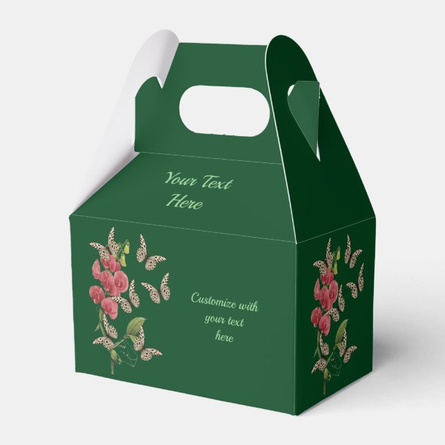 Butterflies And Sweet Pea Flower Personalized Favor Box (Front Side)