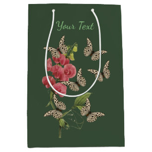 Butterflies And Sweet Pea Flower Personalized     Medium Gift Bag