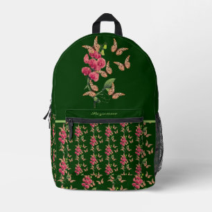Butterflies And Sweet Pea Flower Personalized Printed Backpack