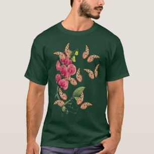 Butterflies And Sweet Pea Flower T-Shirt
