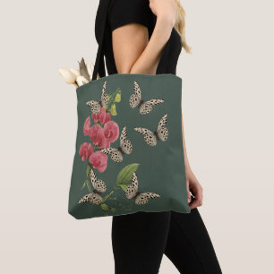 Butterflies And Sweet Pea Flower Tote Bag