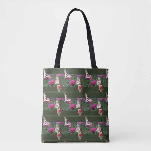 Butterflies and Zinnias Tote Bag (Front)