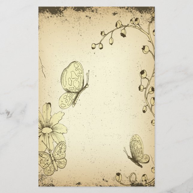 Butterflies Antique Stationery (Front)