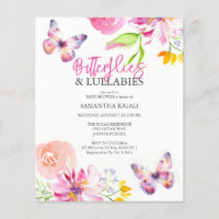 Butterflies Baby Shower Budget Invitation