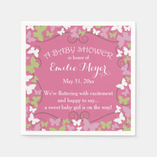 Butterflies Baby Shower Disposable Napkins