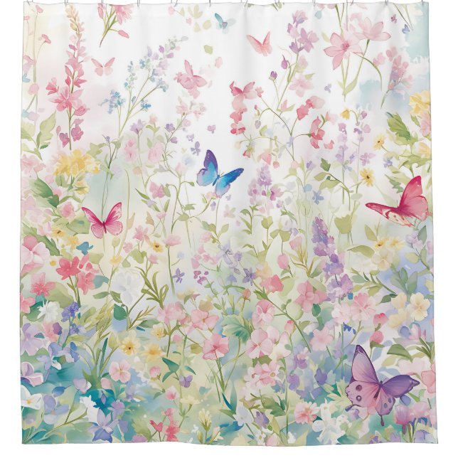 Butterflies Bath Decor, Wildflowers  (Front)