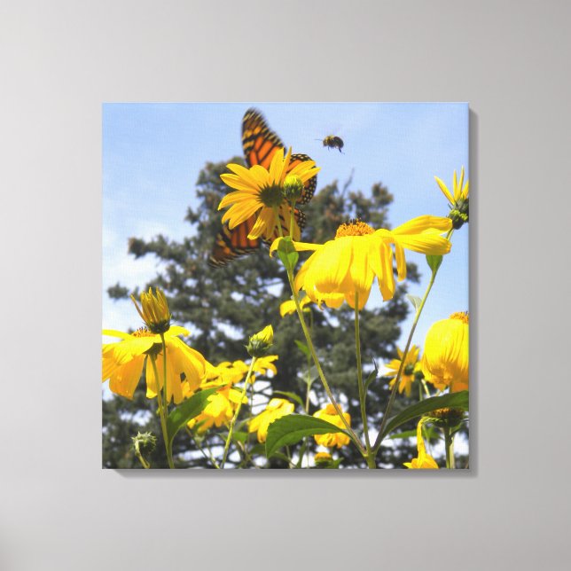 Butterflies, Bees N Sunflowers wrapped canvas (Front)