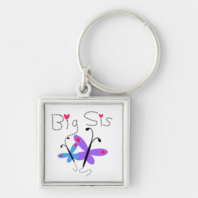 Butterflies Big Sis Gifts Keychain (Front)