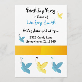 Butterflies Birthday Invitation