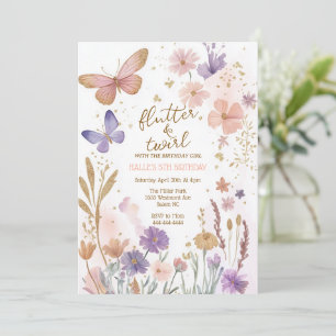 Butterflies birthday, magical birthday butterfly  invitation