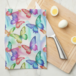 Butterflies Birthday Party Shower Watercolor Kitchen Towel