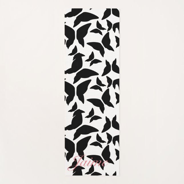Butterflies Black Pattern Yoga Mat (Front)