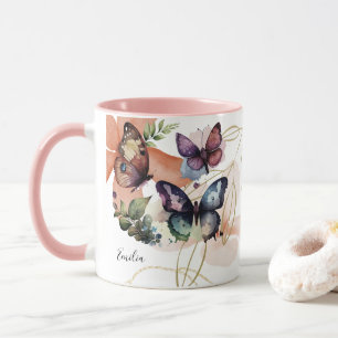 Butterflies Blossom Pretty Name Mug