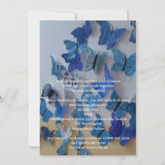 Butterflies Blue Wedding Invitation