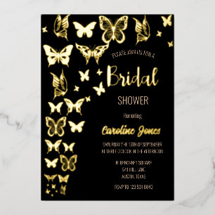 Butterflies Boho Black Gold Foil Bridal Shower