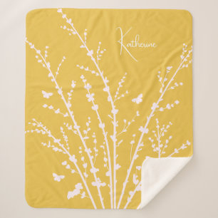 Butterflies Branches Customizable Name Sherpa Blanket