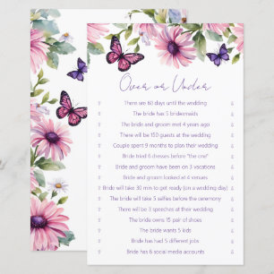 Butterflies bridal shower over or under game
