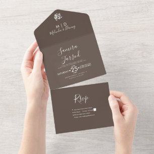 Butterflies Brown Earthy Wedding    All In One Invitation