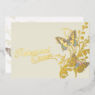 Butterflies brown gold wedding rehearsal dinner