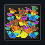 Butterflies! Butterflies! Magnet<br><div class="desc">Multicolor butterflies of various shapes and colours make up this artwork. What fun!</div>