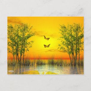 Butterflies by sunset - 3D render Postcard