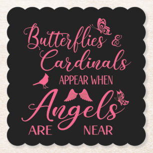 Butterflies & Cardinals Appear When Angel Are Near Paper Coaster