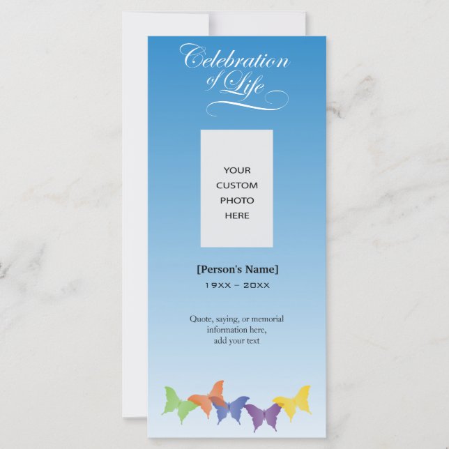 Butterflies Celebration of Life Memorial card (Front)