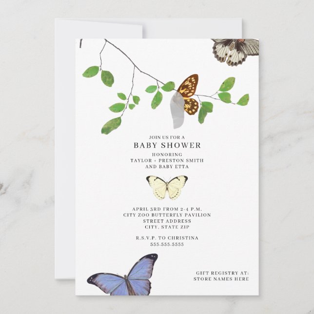 Butterflies Chrysalis Baby Shower Invitation (Front)