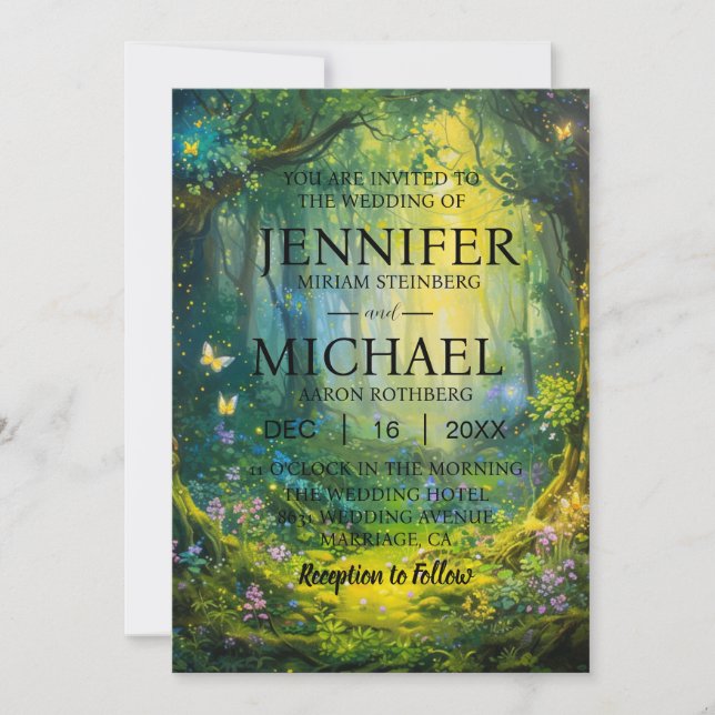 Butterflies Classic Wedding Invitations (Front)