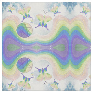Butterflies, Clouds, Rainbows and Pentacles Fabric