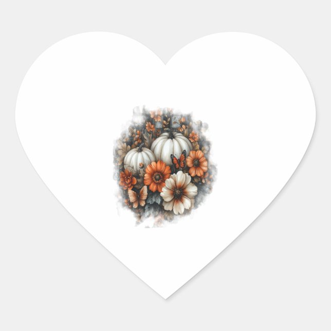 Butterflies Country Pumpkin Heart Sticker (Front)