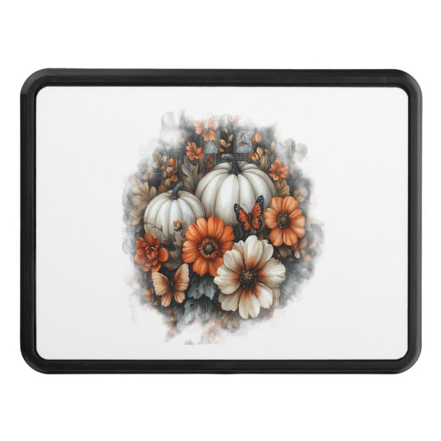 Butterflies Country Pumpkin Trailer Hitch Cover (Front)