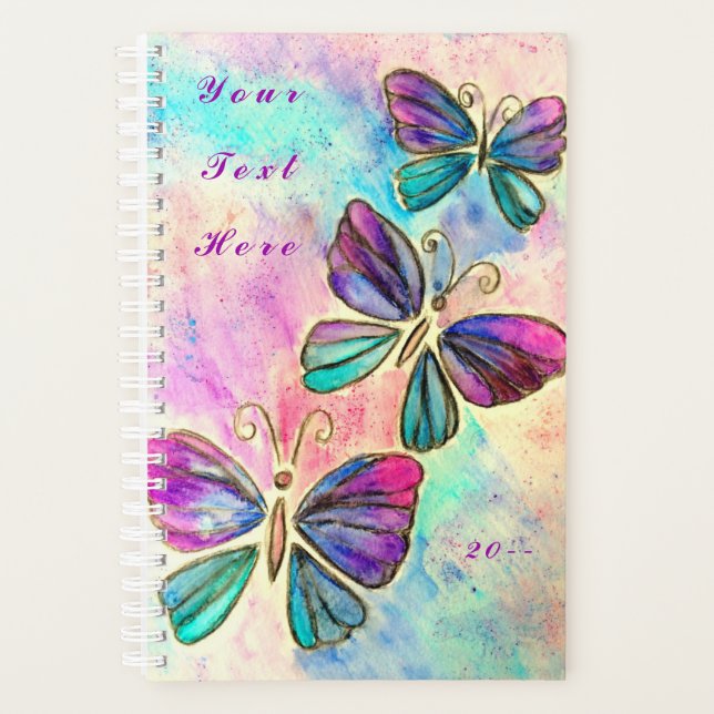 Butterflies - Customizable + Add Your Text / Name Planner (Front)