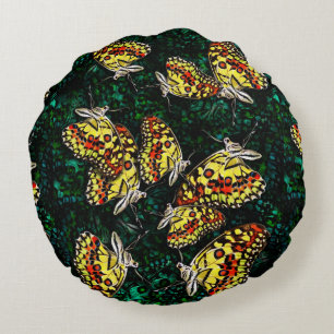 Butterflies' dance round pillow