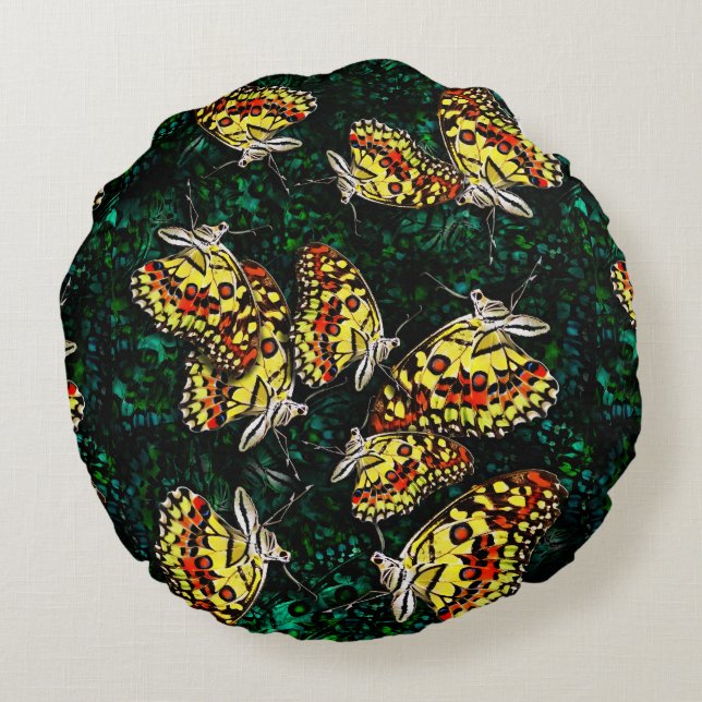 Butterflies' dance round pillow (Back)