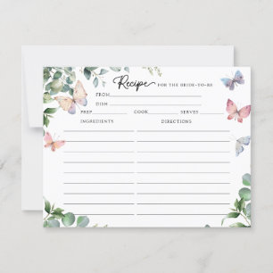 Butterflies Eucalyptus Bridal Shower Recipe Cards 