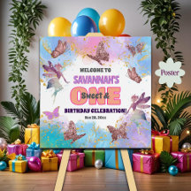 Butterflies Fairy Glitter 1st Birthday Welcome