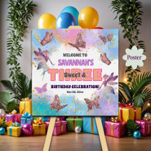 Butterflies Fairy Glitter 3rd Birthday Welcome