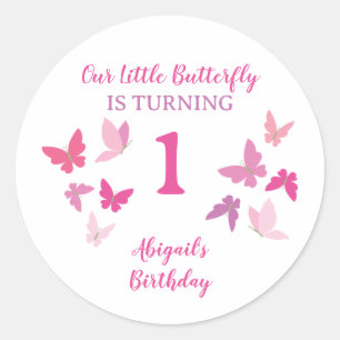 Butterflies First Birthday Classic Round Sticker