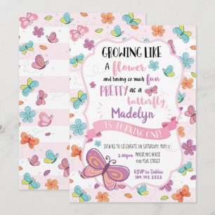 Butterflies First Birthday Invitation
