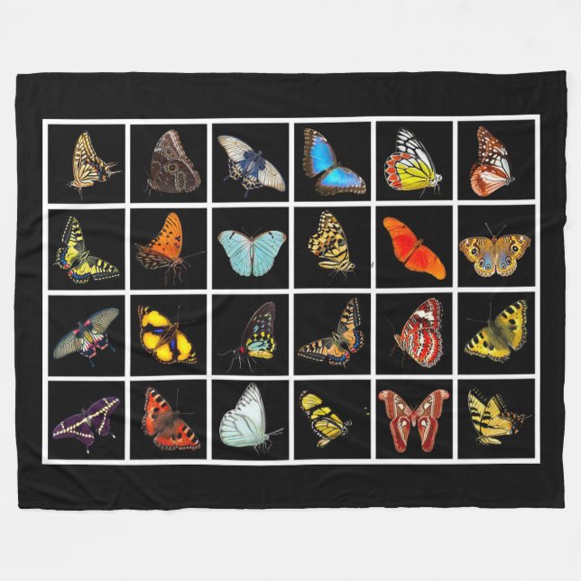 Butterflies Fleece Blanket (Front (Horizontal))