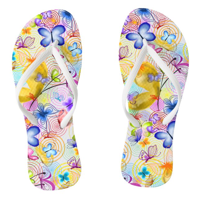 Butterflies Flip Flops Spring Joy  (Footbed)