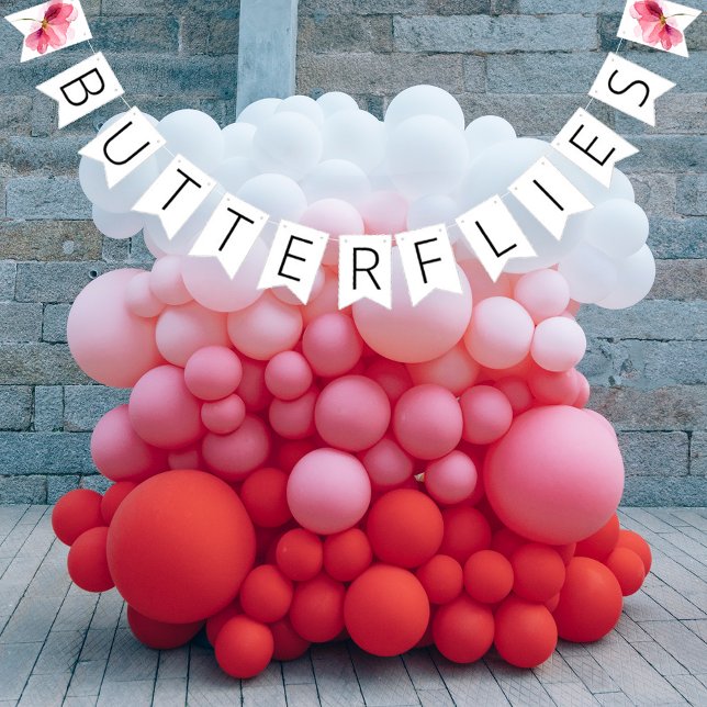 Butterflies Floral Bridal Shower Bunting Flags (Creator Uploaded)