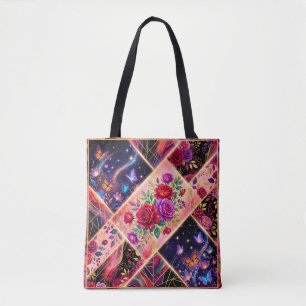 Butterflies, Floral Dreams & Golden Elegance Tote Bag
