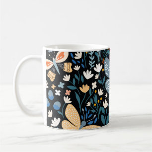 Butterflies Floral: Hand Drawn Seamless. Coffee Mug