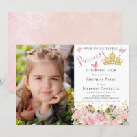 Butterflies Floral Princess Photo 4th Birthday